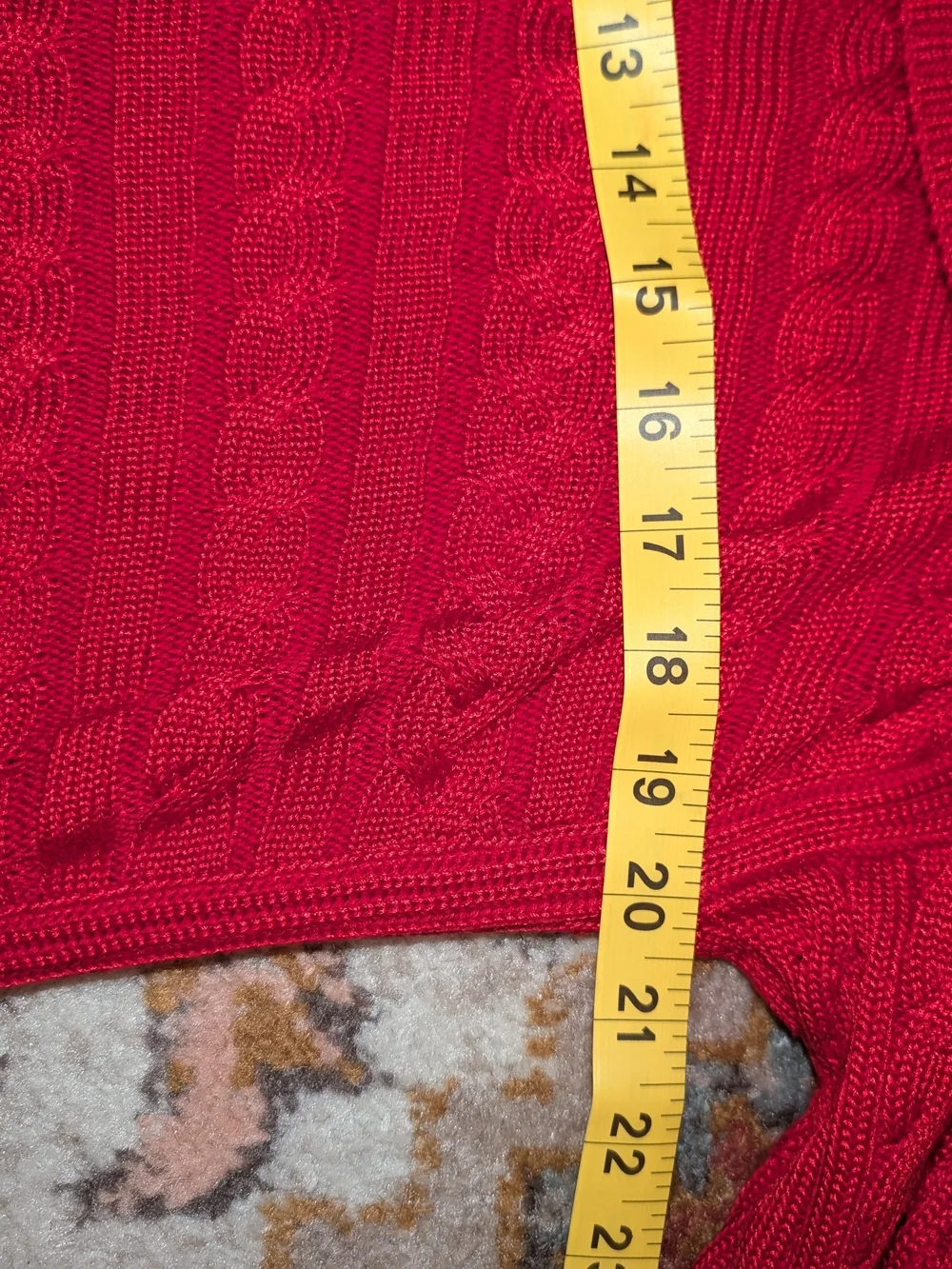 Lauren Ralph Lauren Women's L Red Cable-Knit Cowlneck Sweater Holiday Cozy